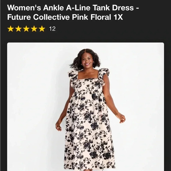 NWT Women's Ankle A-Line Tank Dress - Future Collective Pink Floral 1X - Picture 5 of 5
